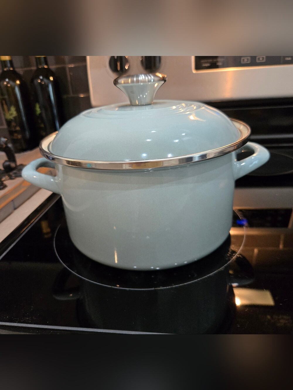 Le Creuset Enamel Cassorel/ Sea Salt with Lid (NWOT) - Picture 4 of 10